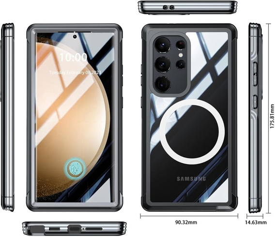 Case for Samsung Galaxy S24 Ultra, Shockproof, with screen film, for MagSafe, black