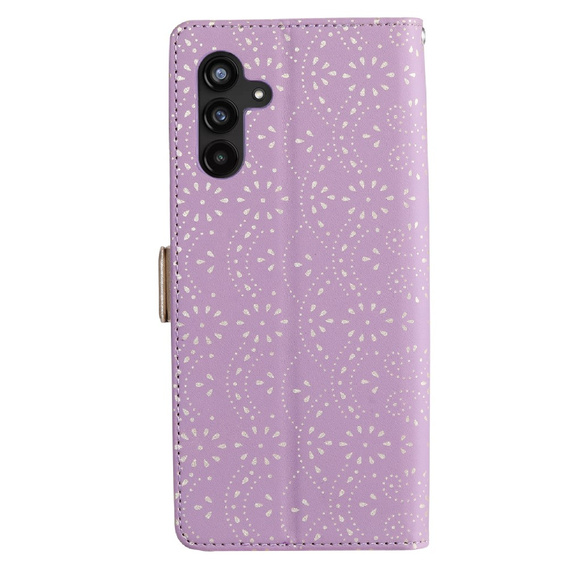Flip case for Samsung Galaxy A55 5G, Wallet Pocket Zipper Lace, purple