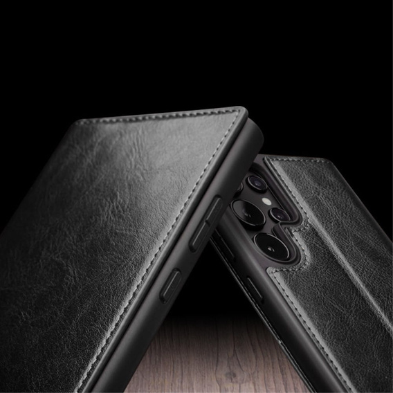 Flip case for Samsung Galaxy S25 Ultra, QIALINO Leather Wallet, black