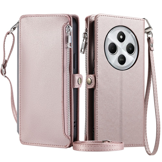 Flip case for Xiaomi Redmi 14C / Xiaomi Poco C75, Wallet Zipper Pocket, pink
