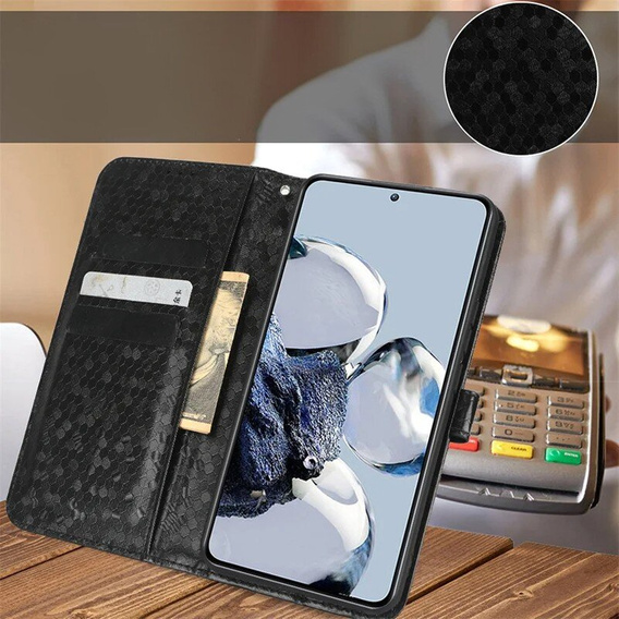 Flip case for Samsung Galaxy M15 5G, Wallet Rhombus, black