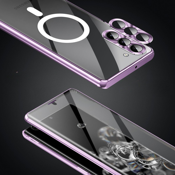 Magnetic Dual Glass MagSafe case for Samsung Galaxy S24, purple
