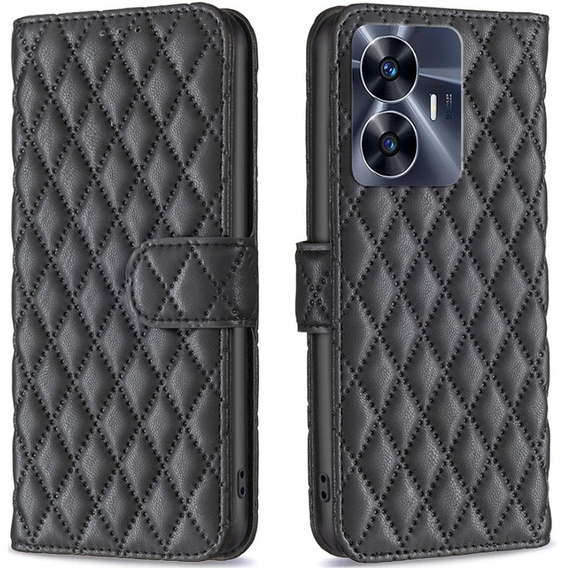 Flip case for Realme C55, Wallet, BINFEN COLOR, black