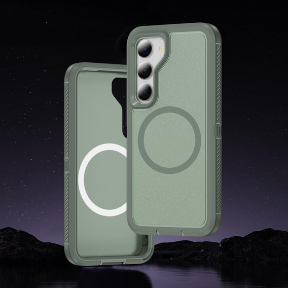 Case with frame for Samsung Galaxy S23 FE, for MagSafe, green