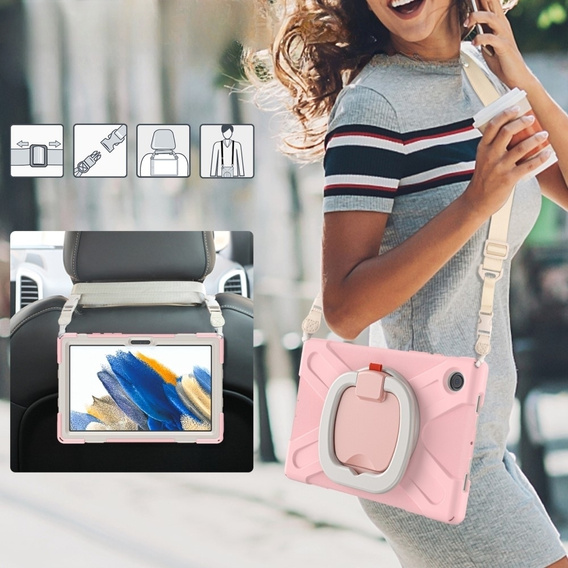 Children's case for Samsung Galaxy Tab A8 10.5 SM-X200 SM-X205, armored with strap, blue