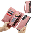 CASEME case for Samsung Galaxy S25 Ultra, Retro Leather Wallet, with strap, pink
