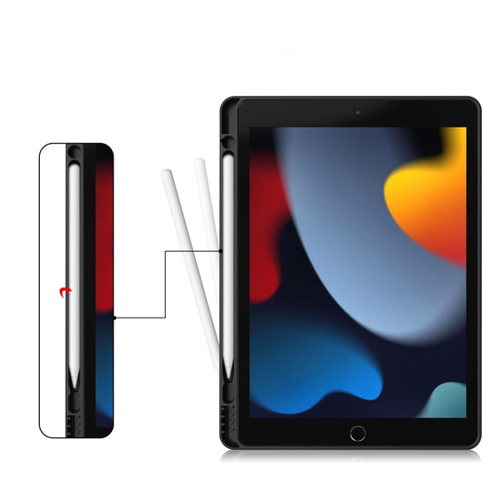 Case for iPad 10.2 2021 / 2020 / 2019, Business Card and Pen Slot, black