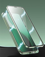 Case for Oppo Reno 14, Magnetic Dual Glass, transparent with green sides