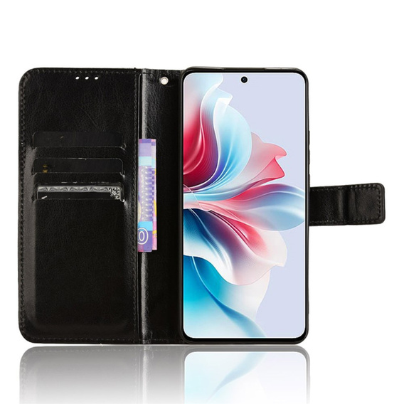 Flip case for Oppo Reno 11F 5G, Crazy Horse Wallet, black