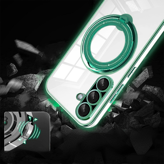 Magnetic Case for Samsung Galaxy A56, for MagSafe, green + 9H Glass
