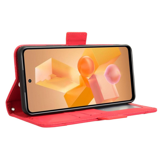 Flip case for Infinix Hot 40i, Card Slot, red