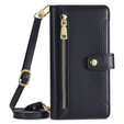 Flip case for iPhone 15, Wallet Zipper Pocket, black