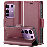 Case for Infinix Note 50 Pro, ERBORD Glossy Litchi, wallet with flap, red