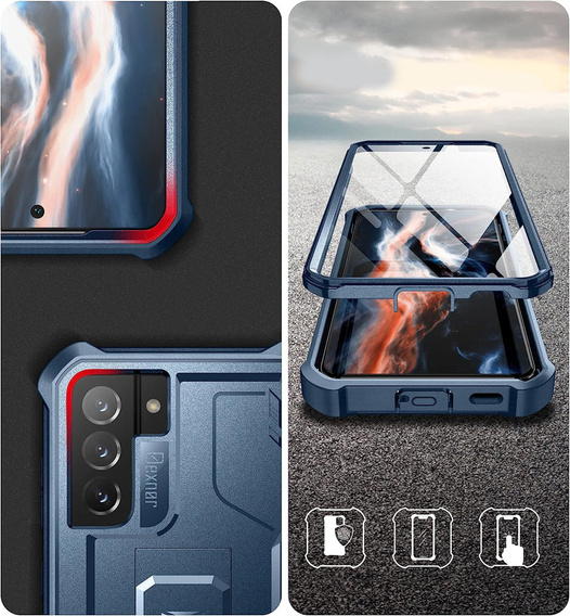 Armored case for Samsung Galaxy S21 FE, Dexnor Full Body, dark blue
