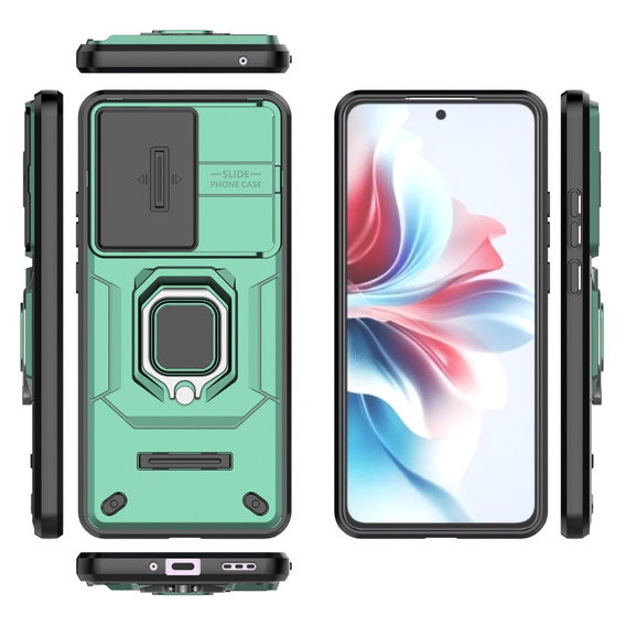 Case for Oppo Reno 11F 5G, KickStand Camera Lens, green