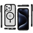 Case with frame for iPhone 15 Pro, for MagSafe, transparent / black