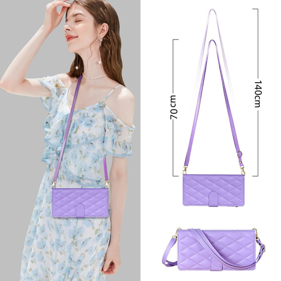 Flip case for Samsung Galaxy A56 5G, Rhombus Crossbody Leather, purple