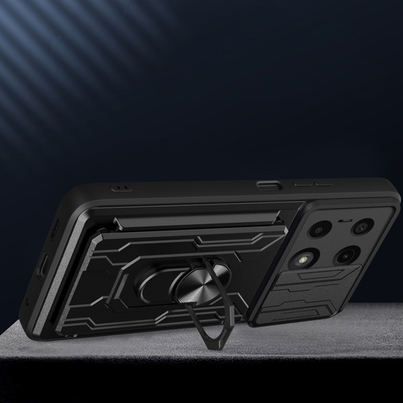 Armored case for Xiaomi Redmi Note 13 Pro 4G / Xiaomi Redmi Note 14S / Xiaomi Poco M6 Pro 4G, Camera Slide Card Slot, black
