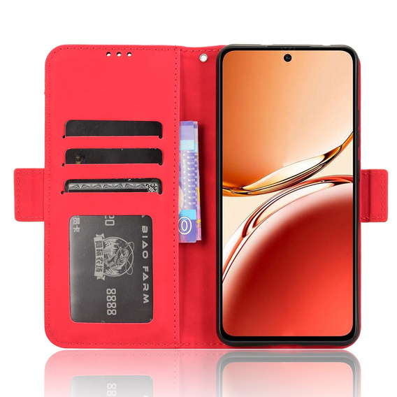 Flip case for Oppo Reno 12FS / 12F, Card Slot, red