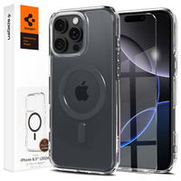 Spigen MagSafe Case for iPhone 16 Pro, Ultra Hybrid, transparent / gray + 9H Tempered Glass