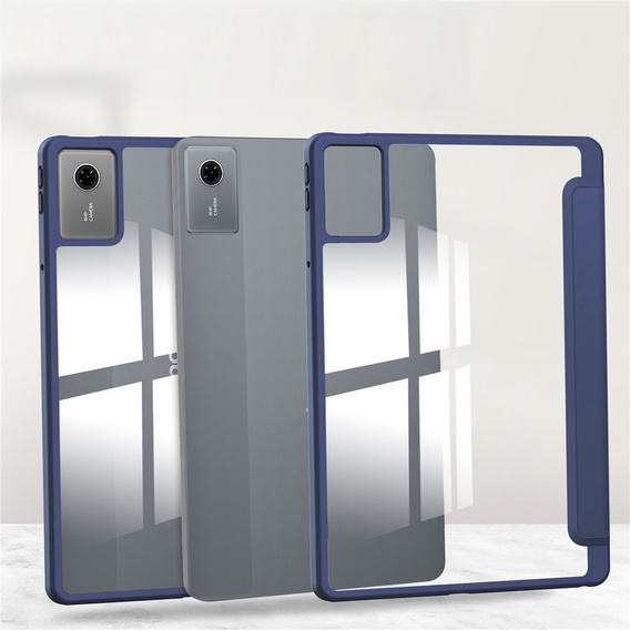 Case for Lenovo Idea Tab 11" 2025 TB336FU TB336ZU, with transparent back and stylus holder, navy blue