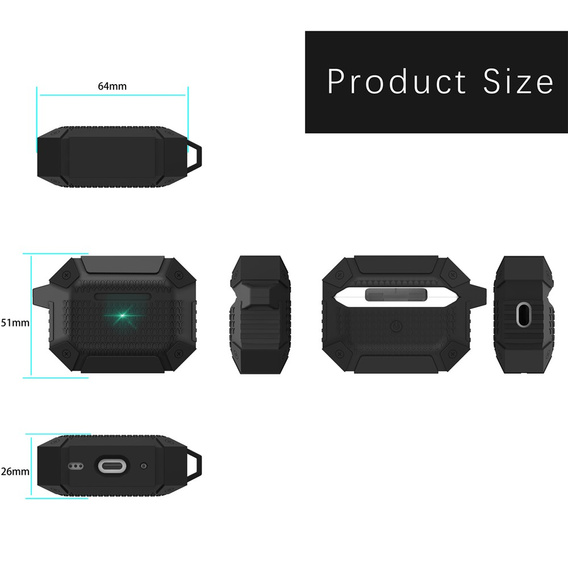 Armoured headphone case with carabiner for Apple AirPods Pro 3