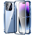 Case for iPhone 15 Pro Max, Magnetic Dual Glass, blue