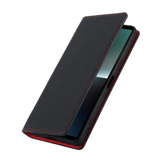 Flip case for Sony Xperia 1 V, Litchi Skin Grain, black