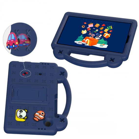 Children's case for Samsung Galaxy Tab A9, Cute Patterns, with stand, dark blue