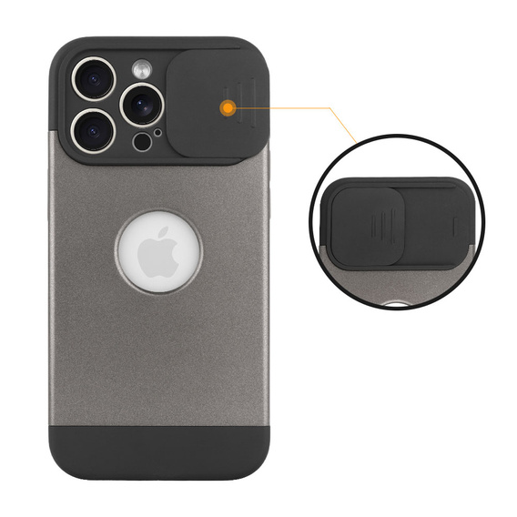 Case for iPhone 15 Pro Max, ERBORD MagProtect Slide Camera, titanium grey