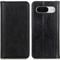 Case for Google Pixel 8, Wallet Litchi Leather, black