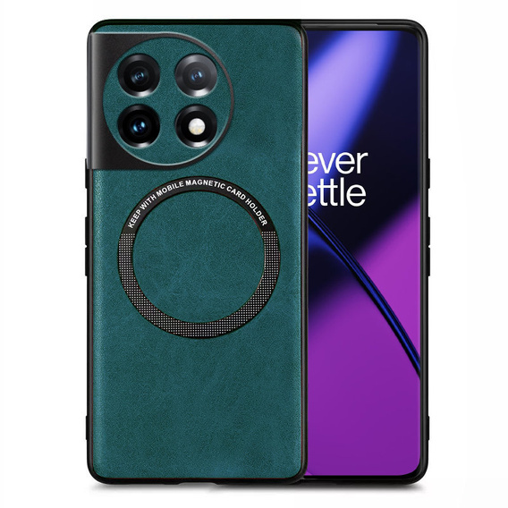 Case for OnePlus 11 5G, Leather Hybrid MagSafe, green