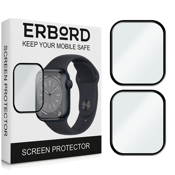 2x ERBORD Hybrid Glass for Apple Watch 7/8/9 41mm