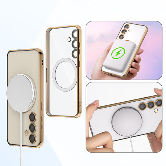 Case for Samsung Galaxy A55 5G, Electro MagSafe, gold + Screen Glass