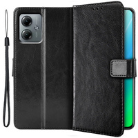 Flip case for Motorola Moto G14, Crazy Horse Wallet, black