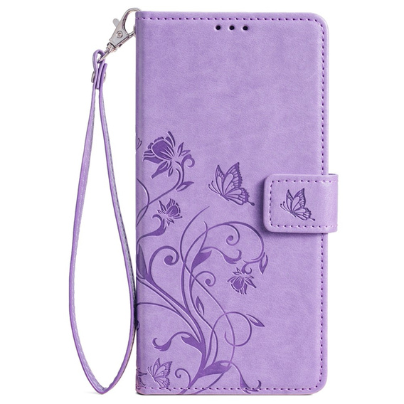 Flip case for Motorola Moto E14, Butterfly, purple