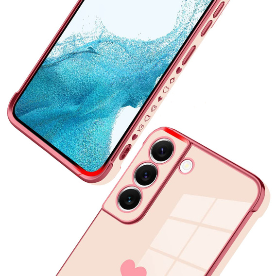 Case for Samsung Galaxy S22, Electro heart, pink rose gold