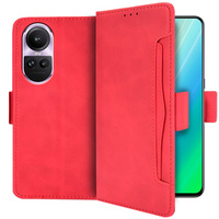 Flip case for Oppo Reno 10 / 10 Pro, Card Slot, red