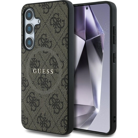 GUESS Case for Samsung Galaxy S25, 4G Ring Classic Logo, brown