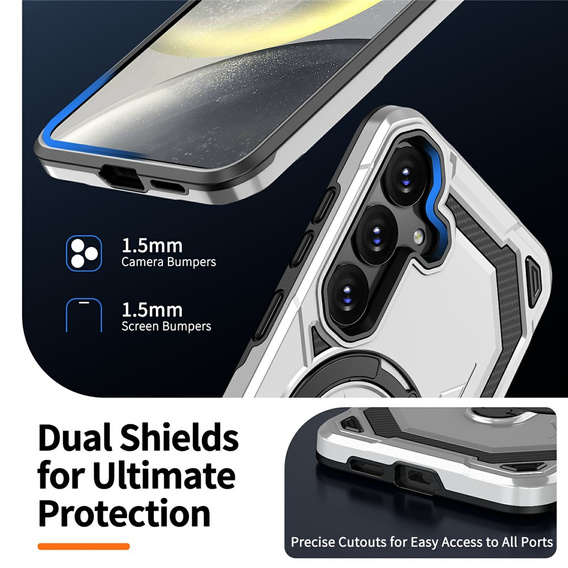 Magnetic case with stand for Samsung Galaxy A57 5G, silver