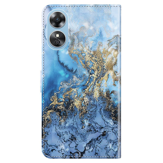 Flip case for Oppo A17, Wallet, Marble blue