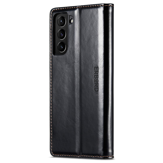 Flip case for Samsung Galaxy S23, ERBORD Waxy Wallet, black