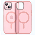 Case for iPhone 14, for MagSafe, ERBORD Matt Case, pink + Screen Glass