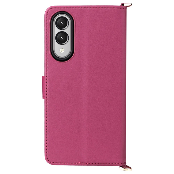 Crossbody Leather Wallet flip case for Samsung Galaxy S25 Edge, maroon