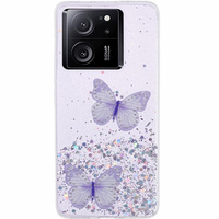 Case for Xiaomi 13T / 13T Pro / Redmi K60 Ultra, Glitter Butterfly, purple