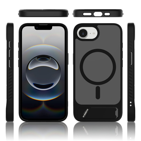 Case for iPhone 16E, Kickstand Matt Case, for MagSafe, black