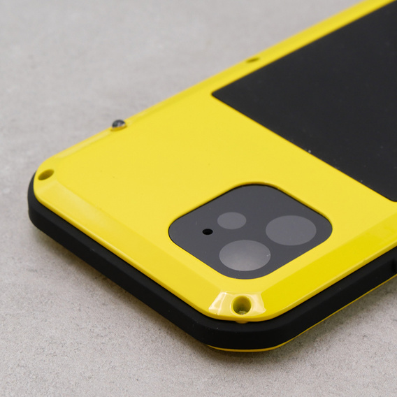 Love Mei Case for iPhone 12, armored with glass, yellow
