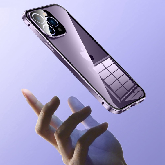Case for iPhone 14 Pro, Magnetic Dual Glass, purple