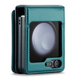 CASEME flip case for Samsung Galaxy Z Flip5 5G, Litchi Wallet, green