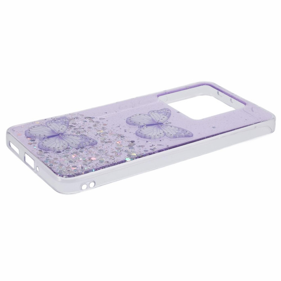 Case for Xiaomi 13T / 13T Pro / Redmi K60 Ultra, Glitter Butterfly, purple